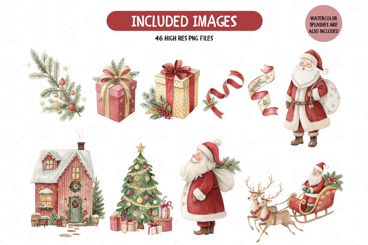 Classic Christmas Watercolor Set, an Illustration by TatiMockup (Photo 3 of 7)