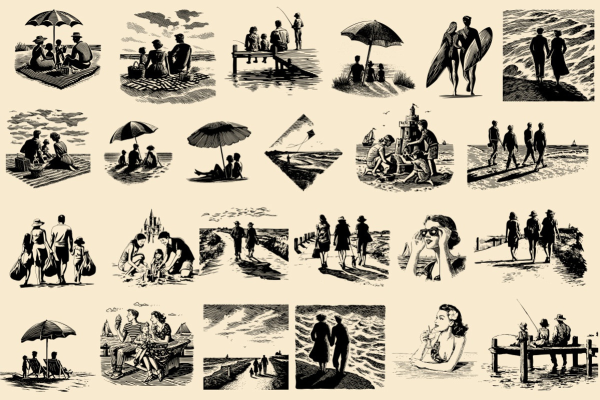 Vintage Coastal Travel Illustrations, an Object Illustration by Nocturnal Wolf (Photo 14 of 27)