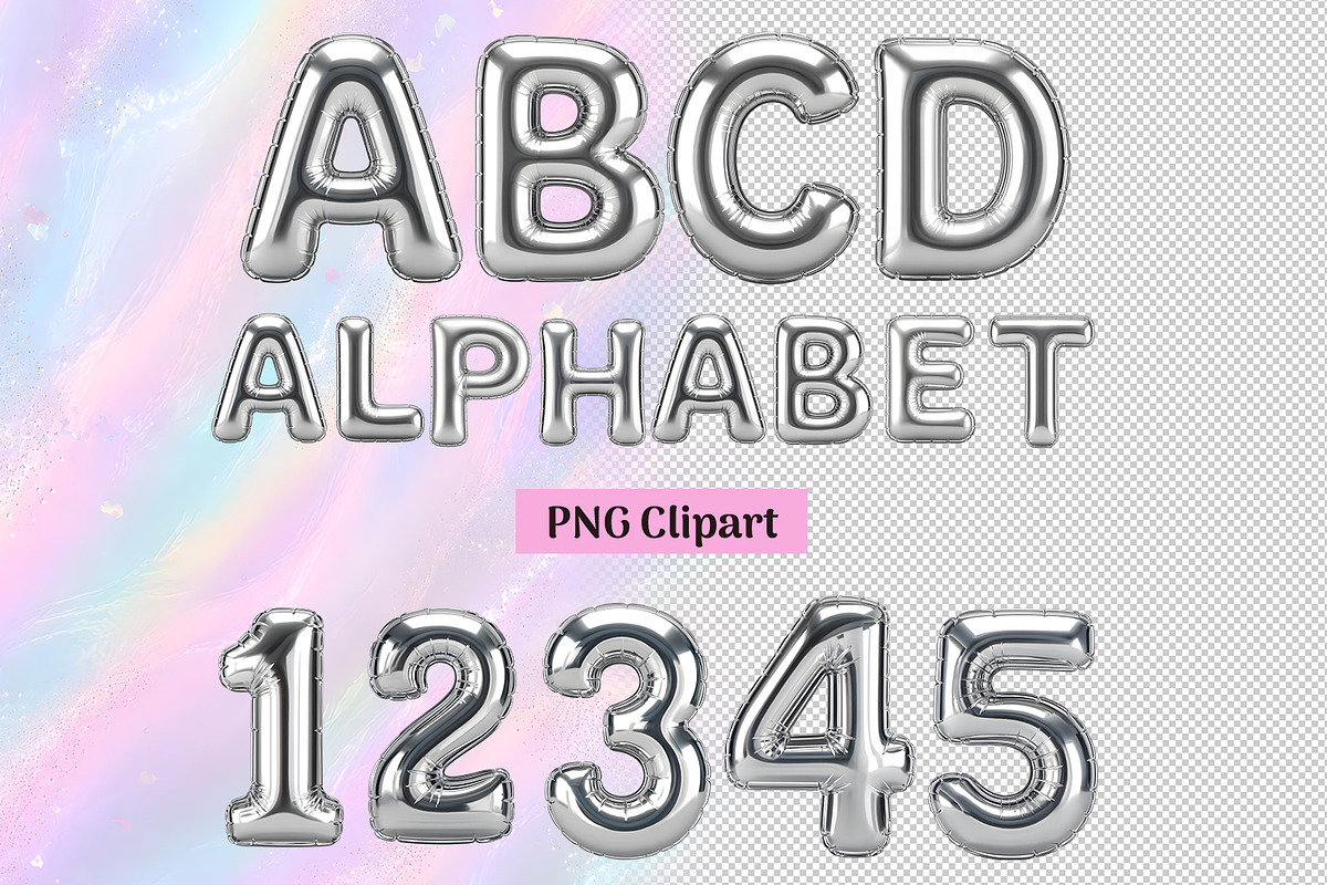 Chrome Alphabet PNG Clipart Pack, an Object Graphic by NataKa (Photo 1 of 6)