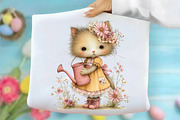 Whimsical Spring Cat Clipart Png, an Illustration by designcity5 (Thumbnail 3 of 5)