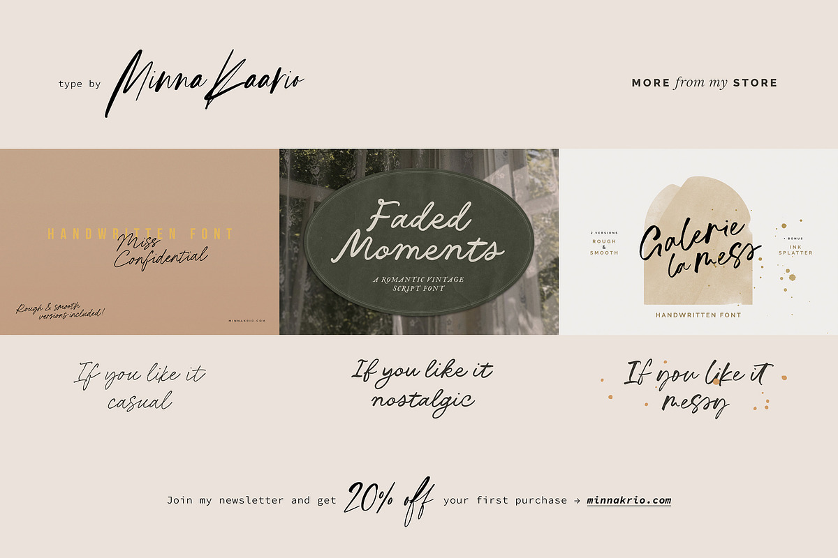 Miss Noteworthy handwritten font, a Handwritten Font by Minna Kaario (Photo 14 of 14)