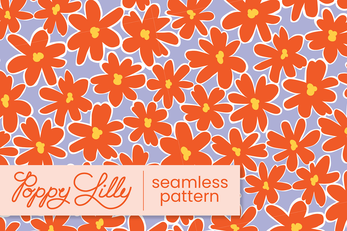 Orange Lavender Florals Pattern, a Pattern Graphic by Poppy Lilly (Photo 1 of 2)