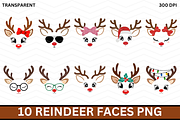 Reindeer Faces PNG, an Animal Illustration by Coralcreations (Thumbnail 1 of 3)