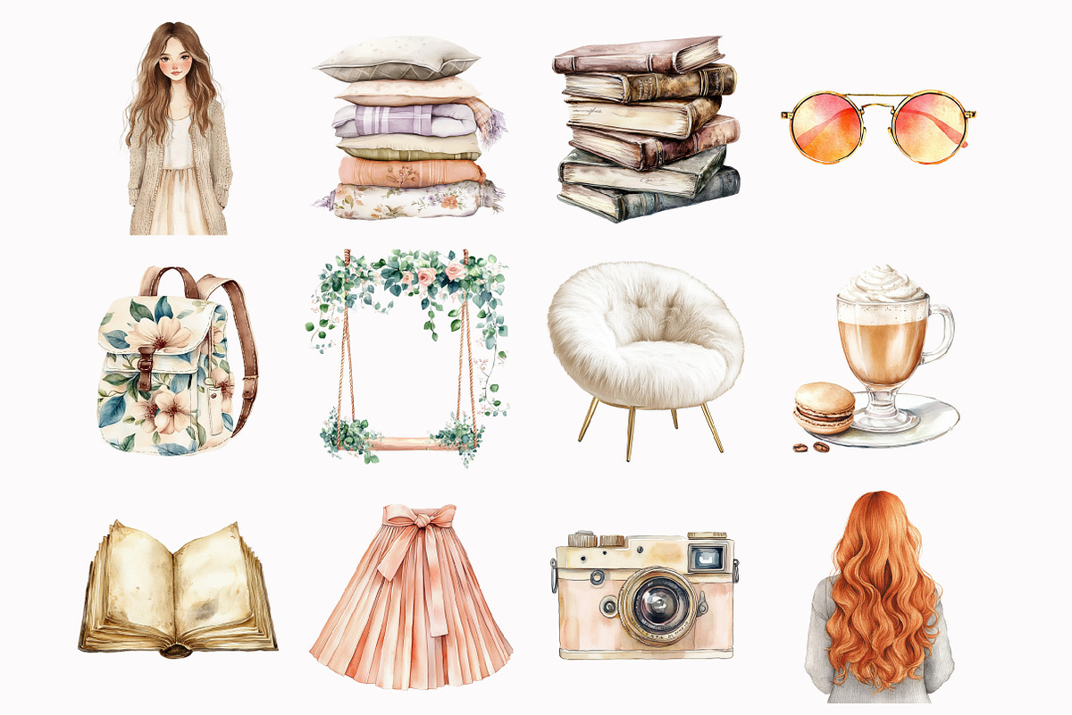 Watercolor Soft Girl Clipart, an Illustration by Design Market (Photo 3 of 4)