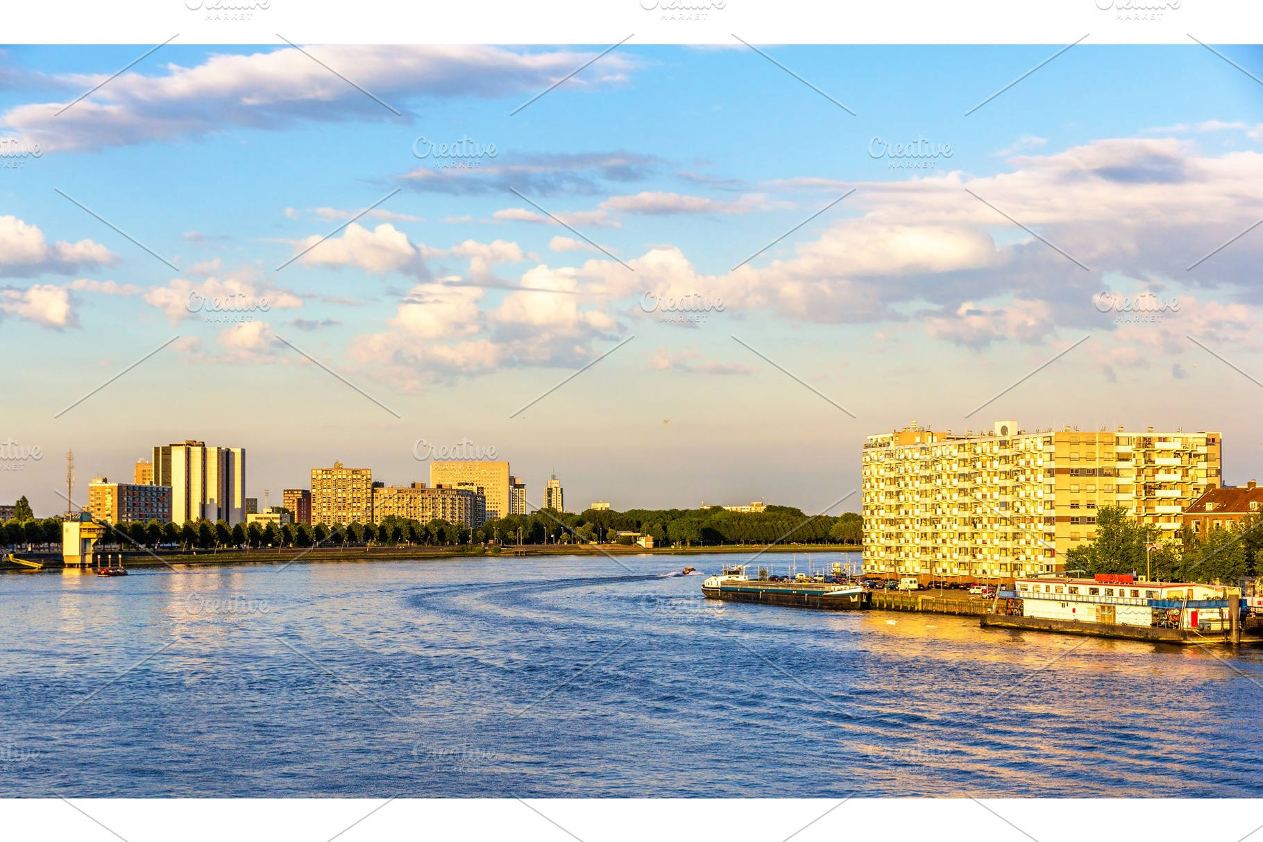 View of Rotterdam over the Nieuwe Maas river, an Architecture Photo by Leonid Andronov