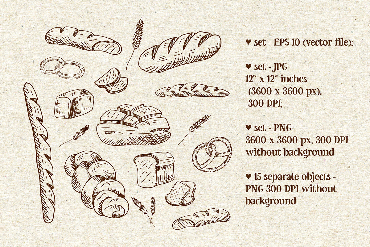 Bread. Sketches and patterns, an Object Graphic by Canatic (Photo 2 of 8)