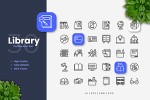 Library Outline Icons