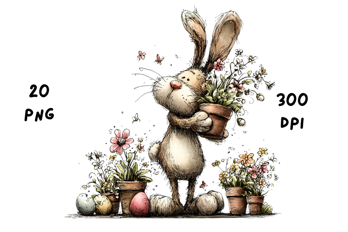 Whimsical Floral Easter Rabbit, an Animal Illustration by GiraffeCreative (Photo 14 of 20)