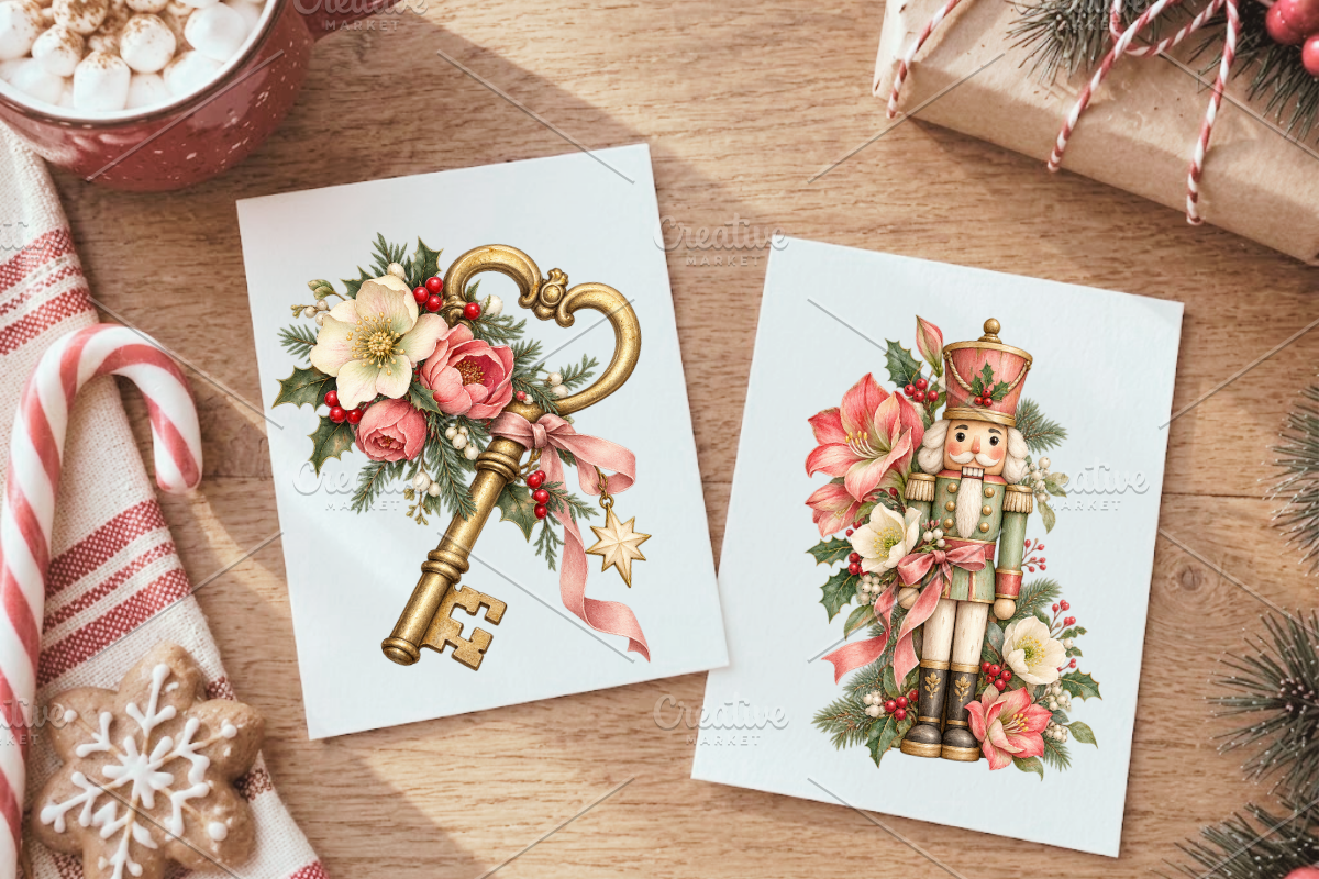 Whimsical Cottage Christmas Cliparts, a Decorative Illustration by Ink Gallery (Photo 6 of 7)