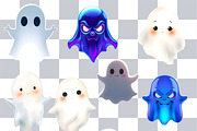 10 Ghost PNG Clipart+2 Ghost Pattern, an Object Graphic by UniqueMe (Thumbnail 3 of 3)