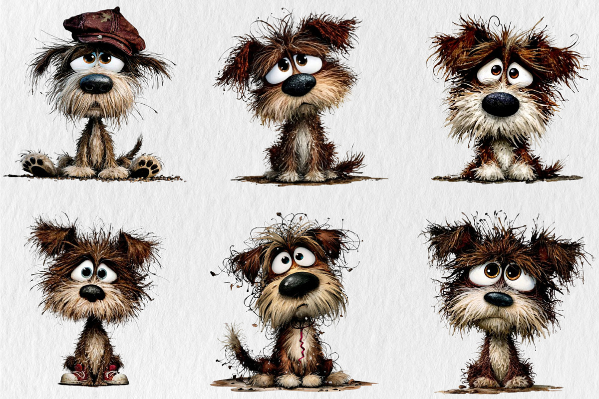whimsical Frazzled Dog Clipart, an Animal Illustration by Rose Art (Photo 4 of 7)