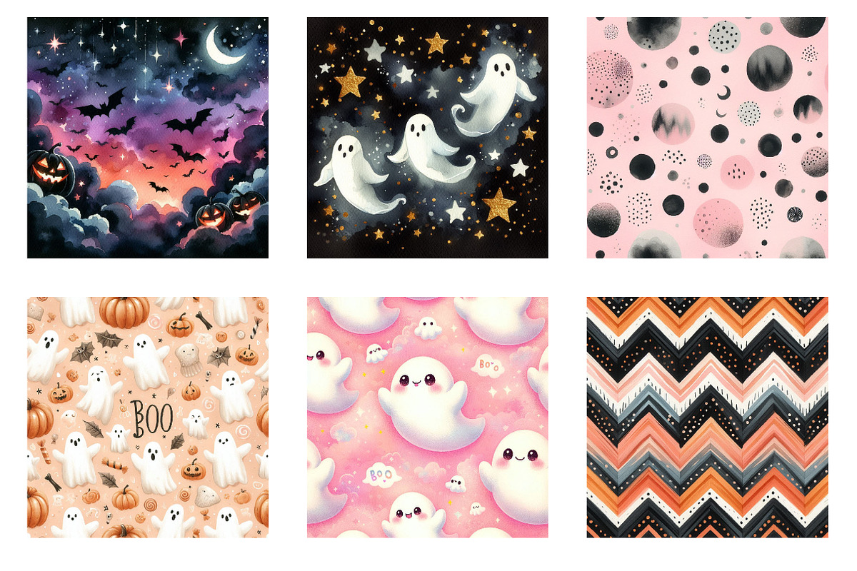 Cute Halloween Digital Papers,, a Pattern Graphic by CreationArt (Photo 2 of 7)