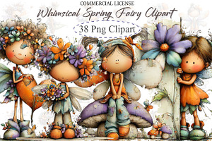 Whimsical Spring Fairy Clipart, an Illustration by designcity5