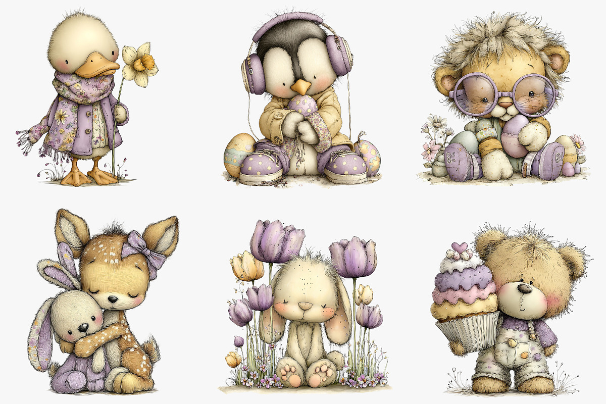 whimsical easter animal clipart, an Illustration by CreationArt (Photo 6 of 6)