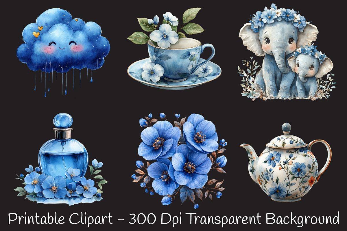 Cute Sky Blue Mother's Day Cliparts, an Illustration by RobertsArt (Photo 7 of 7)