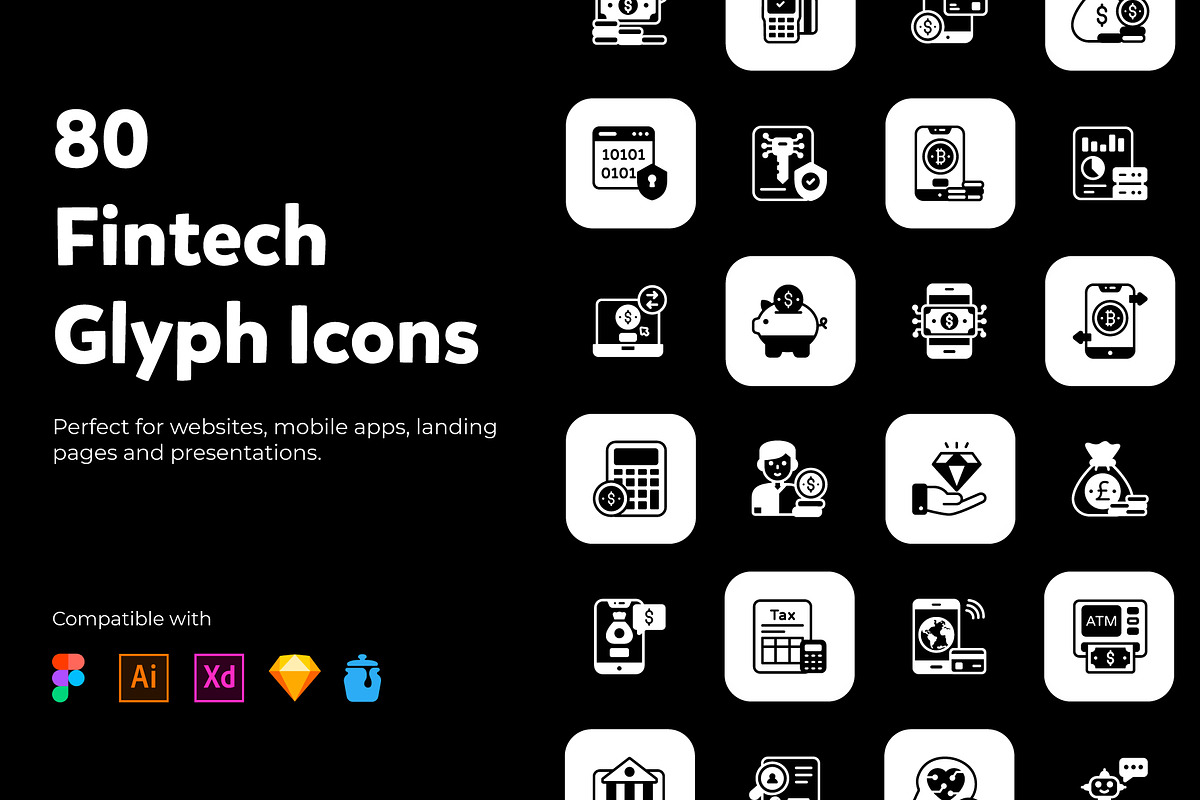 Set of Fintech Solid Icons, a Solid Icon by Brickclay (Photo 1 of 7)