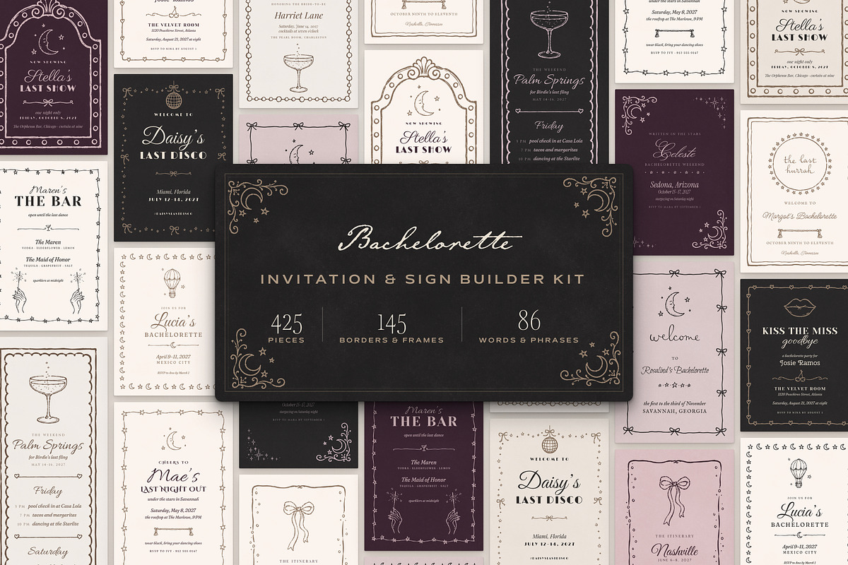 Bachelorette Invitation & Sign Kit, an Object Graphic by The October Creative (Photo 1 of 18)