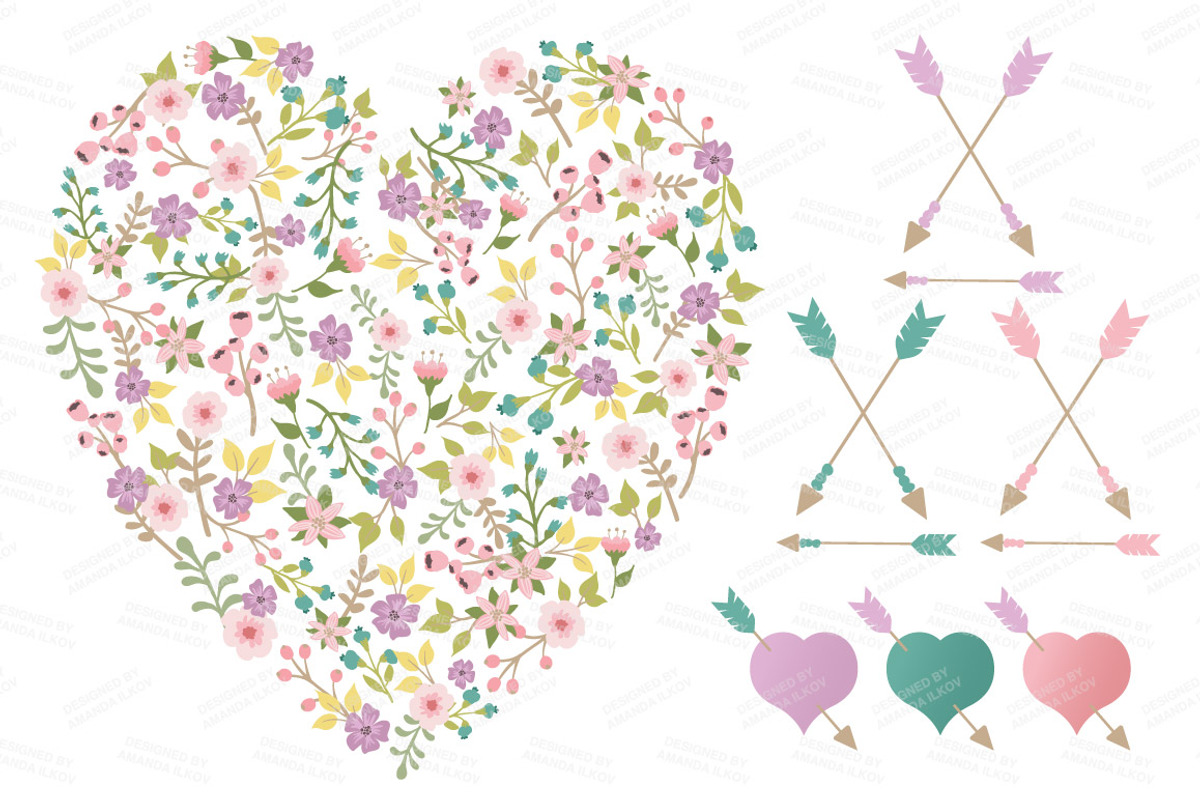 Garden Party Floral Heart & Banners, an Illustration by Amanda Ilkov (Photo 3 of 4)