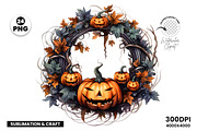 Halloween Wreath Sublimation Clipart, a Seasonal Illustration by Creative Arslan (Thumbnail 6 of 8)