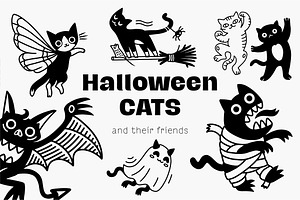 Halloween Cats And Their Friends