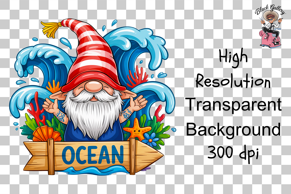 Beach Gnome Summer PNG Bundle, a Graphic by Clipart Studio (Photo 10 of 12)