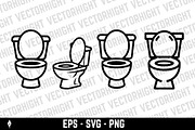 Toilet or water closet, an Object Illustration by Vectorhight (Thumbnail 1 of 3)