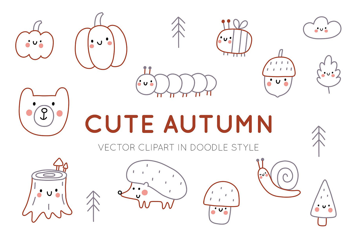 Cute Autumn - doodle style clipart, a Decorative Illustration by Barkova Nadya (Photo 1 of 7)