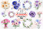 Lisianthus Flower Watercolor Clipart, an Illustration by RobertsArt (Thumbnail 1 of 7)