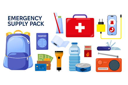 Emergency evacuation supply concept, an Object Illustration by JeanBet