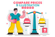 9 Compare Prices Illustration, a Finance Illustration by denayunebgt (Thumbnail 1 of 3)