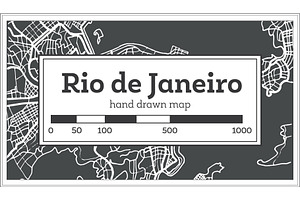 Rio De Janeiro Map In Retro Style.