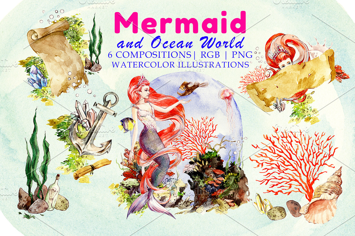 Mermaid and Ocean World, an Illustration by Nadiia Hanina (Photo 5 of 9)