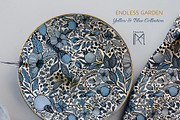 Endless Garden Yellow & Blue Pattern, a Pattern Graphic by Marta & Livonka (Thumbnail 3 of 14)