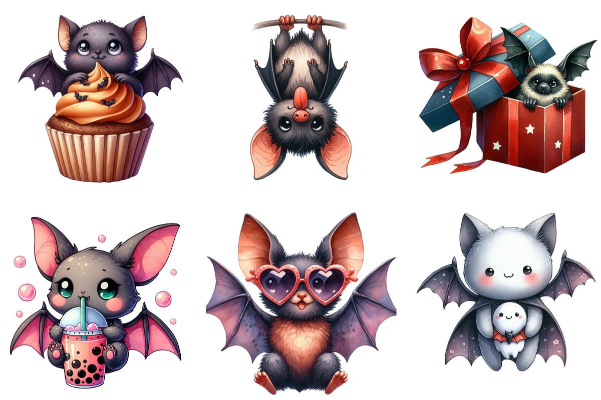 Quirky Bat Clipart, an Illustration by DreamArtGraphic (Photo 2 of 5)