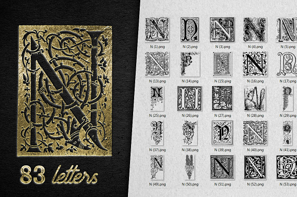 Vintage Letter N Vector And PNG preview 7