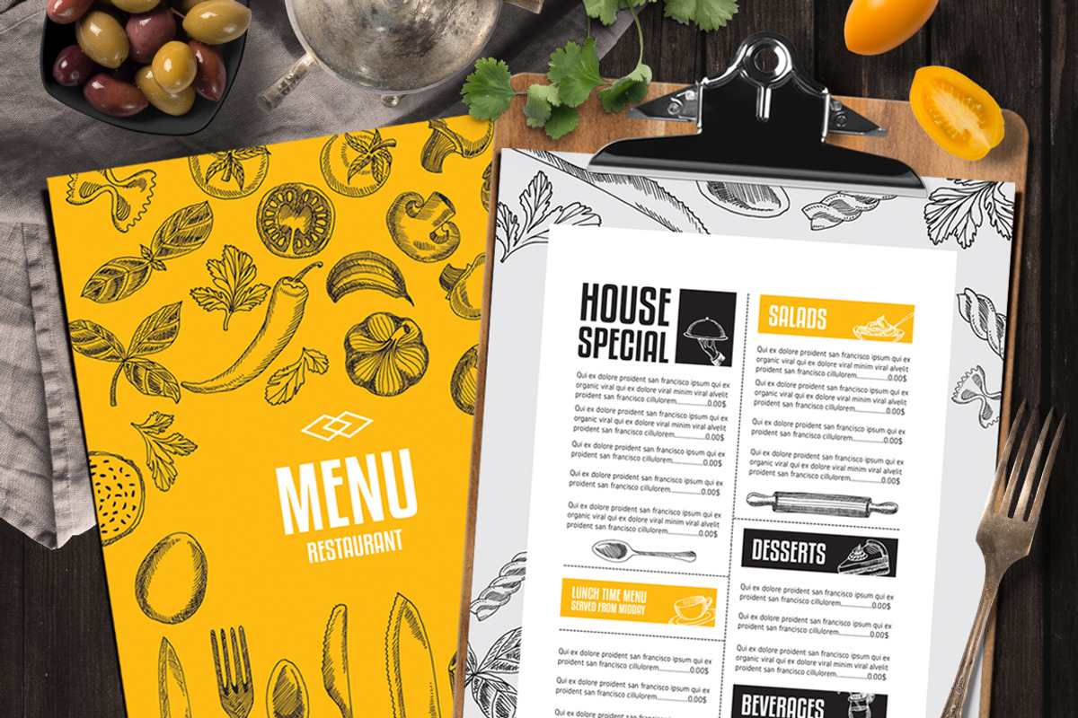 FREE! Trifold + Classic Food Menu, a Brochure Template by BarcelonaShop (Photo 1 of 5)