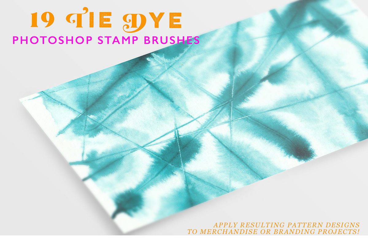 19 Tie Dye Photoshop Stamp Brushes, a Brush Add-On by CC CREATIVE CO (Photo 4 of 10)