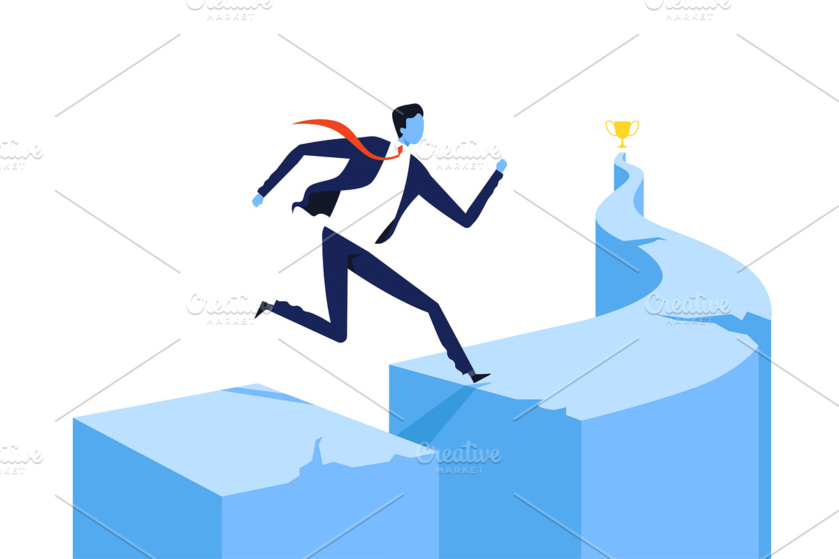 Successful Businessman Running, a Person Illustration by TopVectors