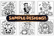Easy Cute Halloween Coloring Pages, a Seasonal Illustration by Craftsbeefy (Thumbnail 2 of 4)