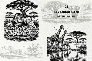 Savannah Scene Wildlife Graphics, an Animal Illustration by DENIDigitalArtSudio