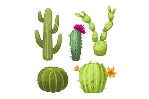 Cactus Dessert Set Cartoon Vector