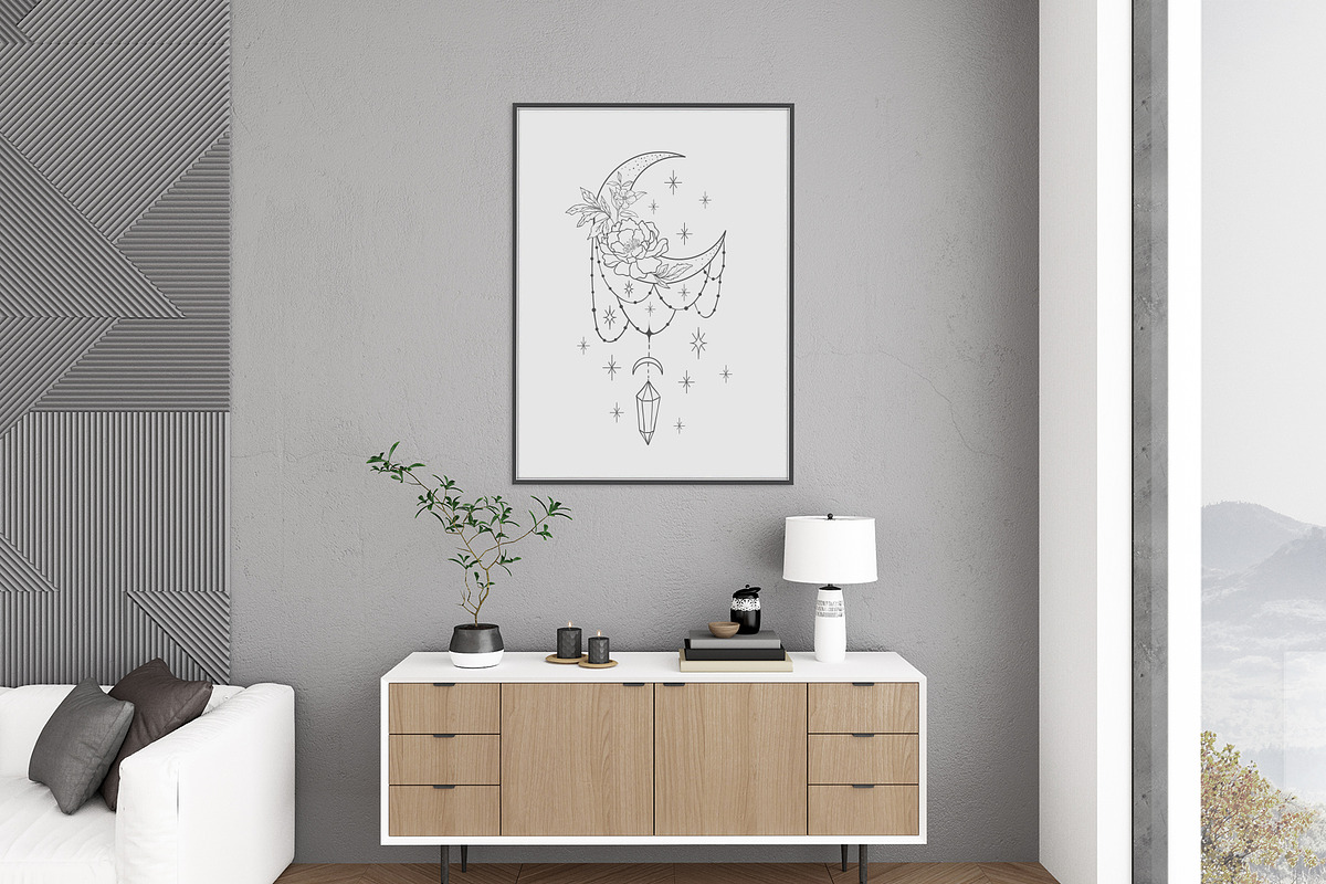 Botany & Moon. Hand Drawn Line Art., a Decorative Illustration by Designwork (Photo 17 of 20)