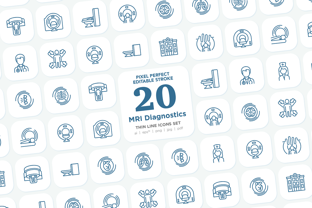 MRI Diagnostics Pixel Perfect Icons, an Outline Icon by Alex Blogoodf (Photo 1 of 11)
