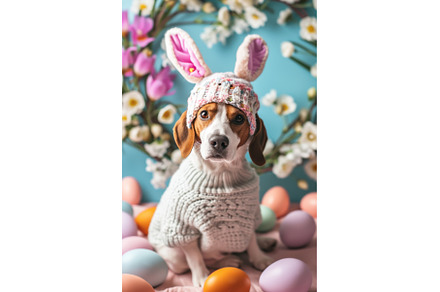 Easter cute dog in hat with bunny, an Animal Photo by Yulia Furman