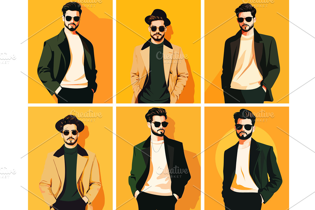 Male person portraits illustrations, a Person Illustration by Valerie Bodnar