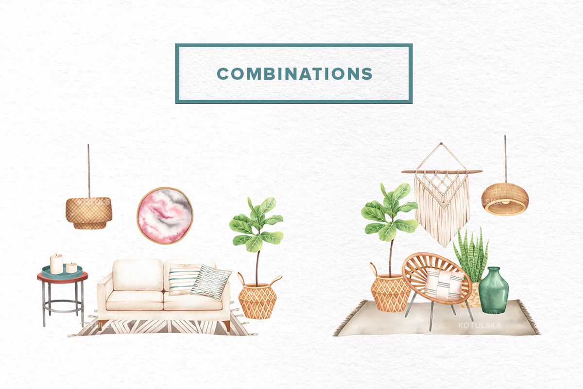 Watercolor Home Decor Set, an Object Graphic by Kotulska (Photo 6 of 7)