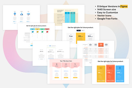 8 Pricing tables Figma