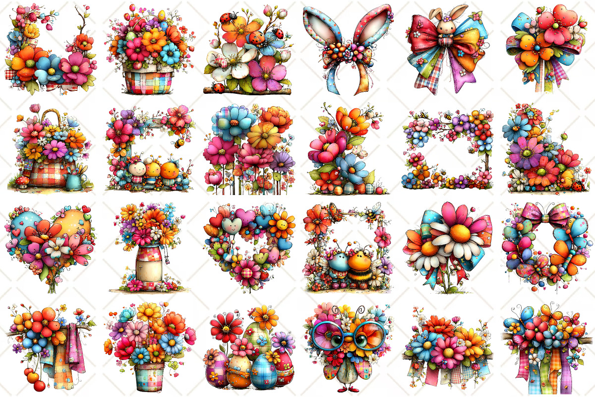 Whimsical Spring Gingham Clipart, an Illustration by Black Bird Studio (Photo 2 of 5)