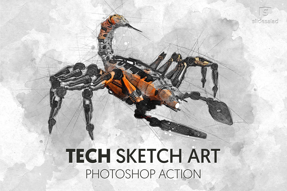 Tech Sketch Art Photoshop Action, an Action Add-On by SlideSalad (Photo 2 of 49)