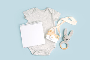 Gray cute baby bodysuit